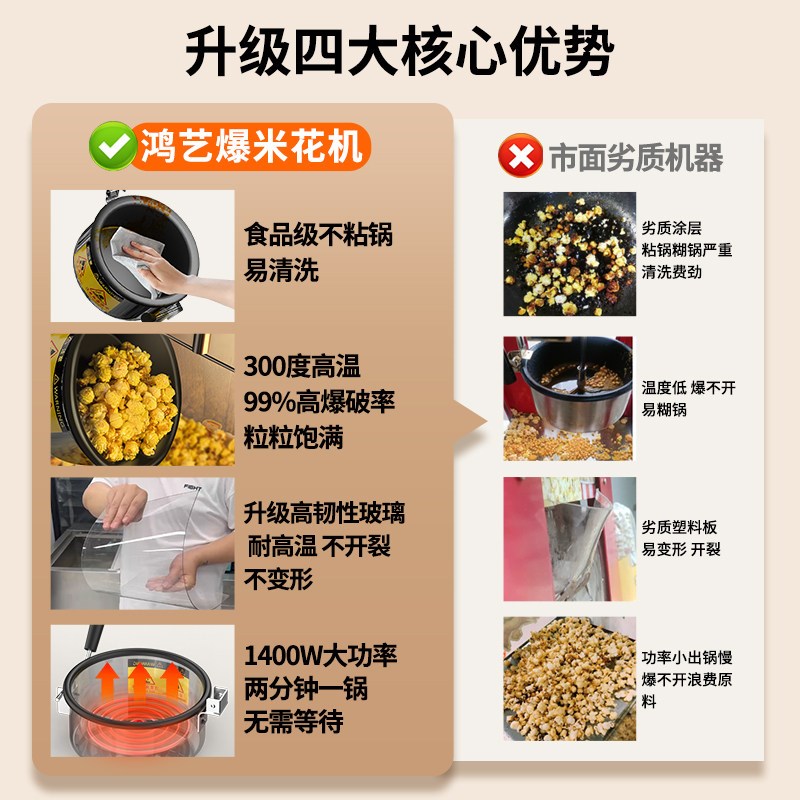 爆米花机商用摆摊用全自动家用新型小型苞米花专用机器夜市爆谷机