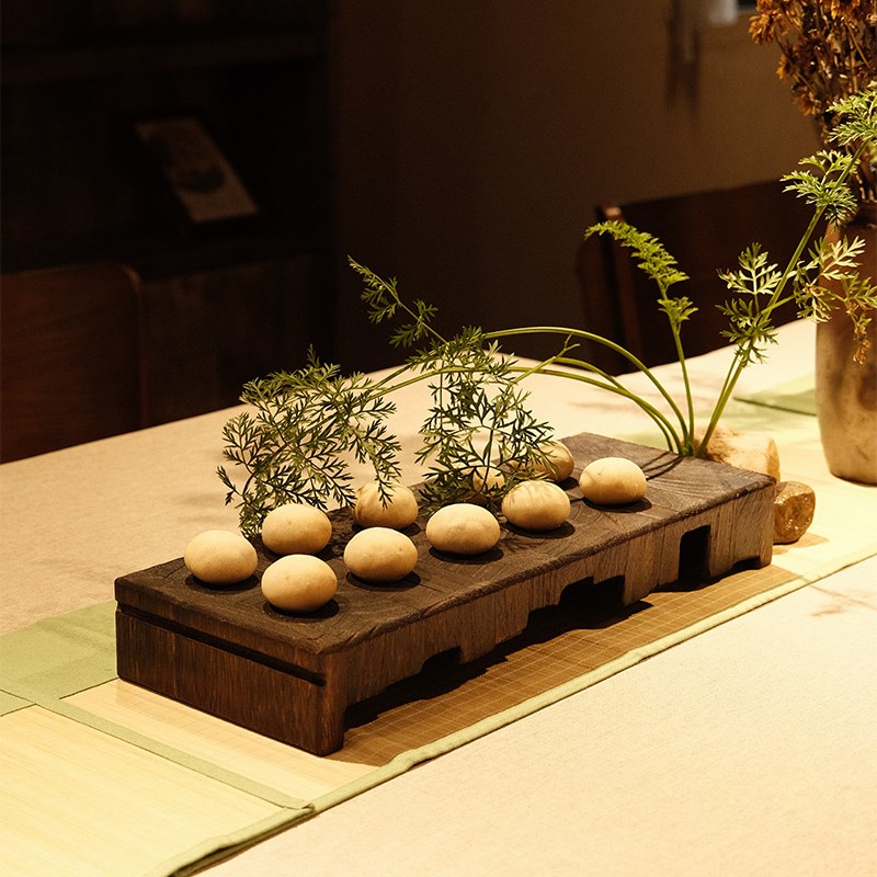 实木托盘干泡台家用茶盘点心盘木质工艺品花瓶摆台诧寂风茶具壶承