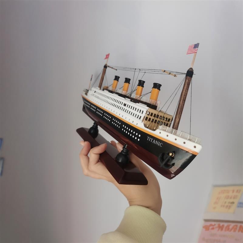 实木游轮模型泰坦尼克号帆船仿真手工艺品迷你摆件儿童礼物小精致