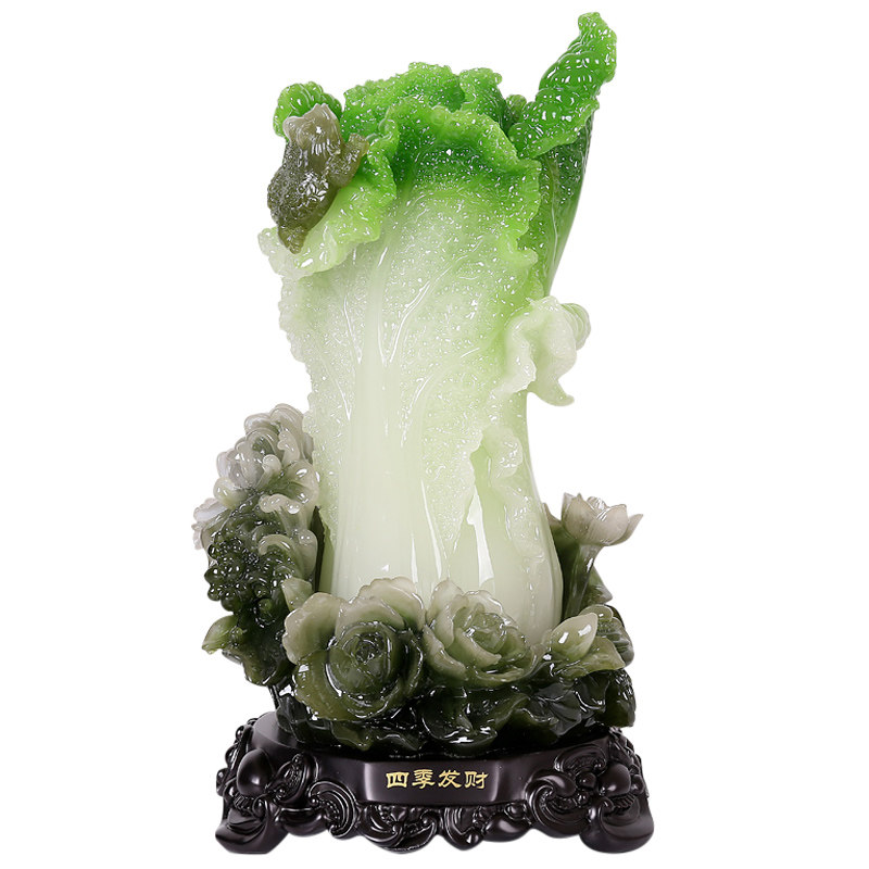 四季发财玉白菜摆件 惠州市大号百财招财工艺品 开业礼品家居饰品
