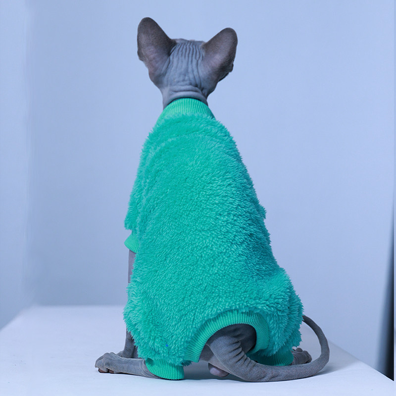 保暖四脚衣护肚子无毛猫衣服斯芬克斯猫德文衣服加厚双面绒冬天