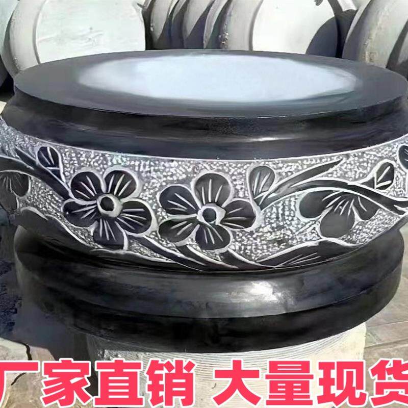 天然青石大理石雕圆球路障廊柱墩石墩子柱墩石空实心柱顶亭柱门墩