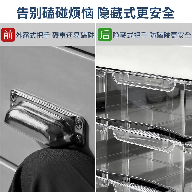 白色移动小推车置物架铁皮化妆品抽屉式收纳柜落地带轮多层收纳层