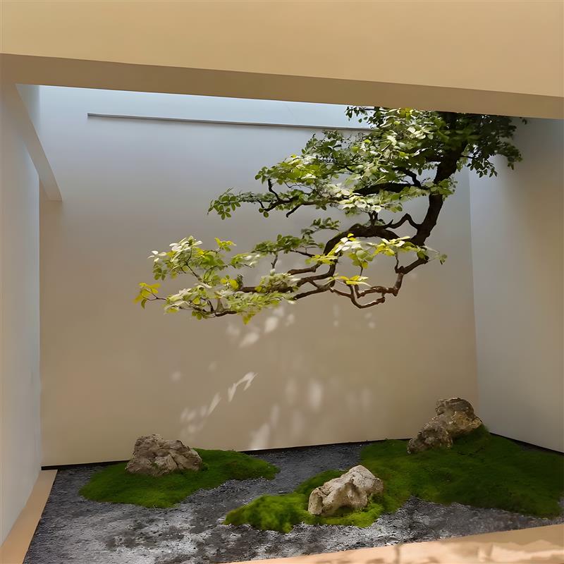彷真悬挂倒挂栀子花树假树彷真树彷真绿色植物造景天井造景倒吊树