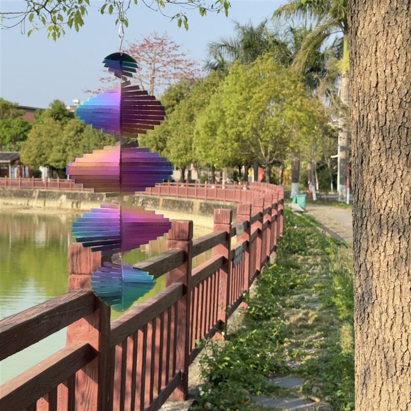 3D风铃炫彩风铃抖音同款3D立体旋转金属不锈钢风铃花园阳台装饰