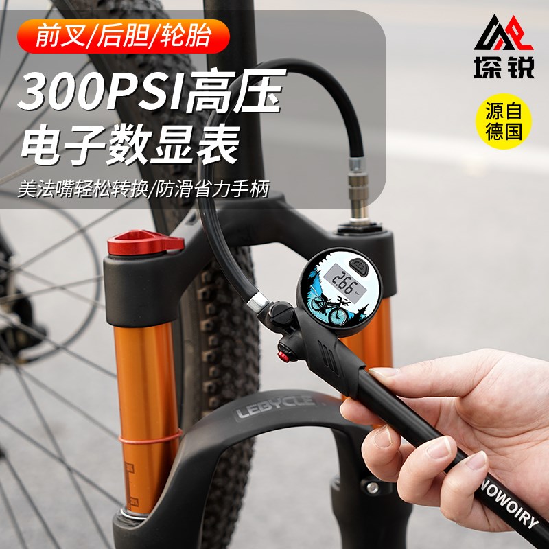 自行车前叉打气筒山地车避震减震器高压便携充气泵电动车汽车通用