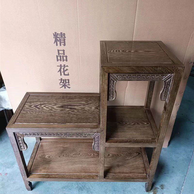 红木鸡翅木高低花架组合花几实木盆景架餐边柜多层电话架多用架子
