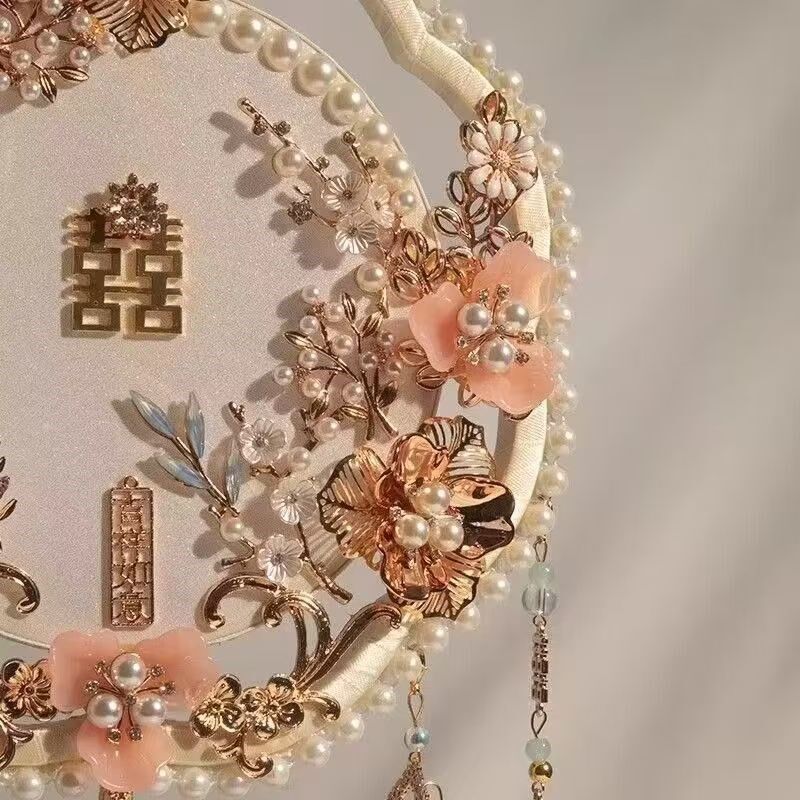新娘团扇diy闺蜜礼物扇子中式粉色秀禾扇高级感婚礼出嫁手工成品