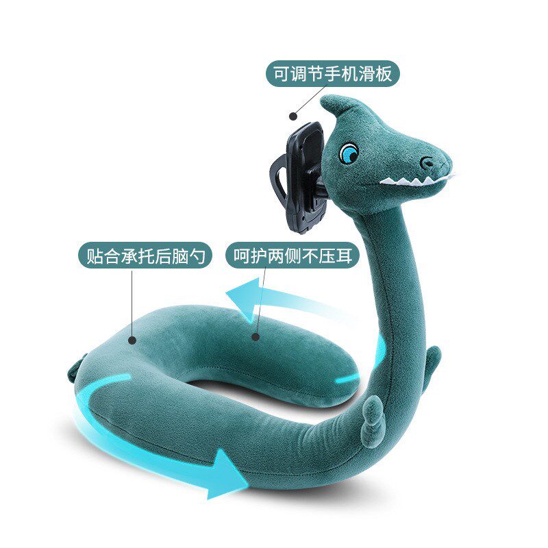 新款多功能懒人u型枕手机支架二合一卡通u形枕泡沫粒子创意护颈枕