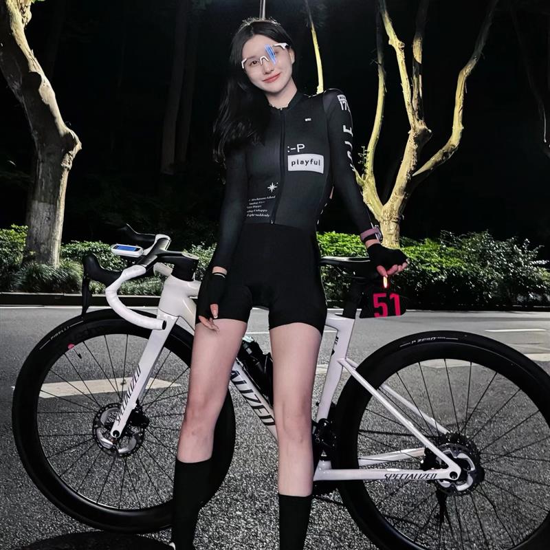 多巴胺长袖骑行服女公路自行车车速干透气防晒显瘦骑行上衣修身