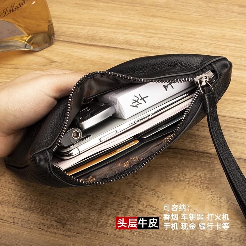 钱包男长款真皮男士拉链手机包钱夹潮手拿包小手包牛皮高档手抓包