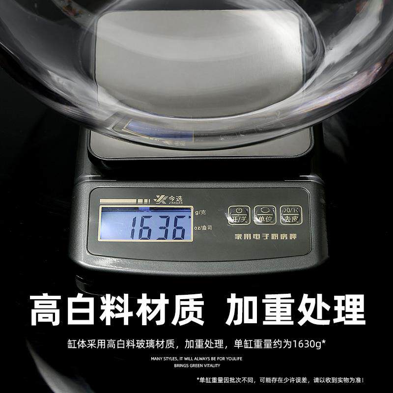 出口外贸圆形加厚玻璃生态鱼缸客厅办公桌面家用懒人免换水金鱼缸
