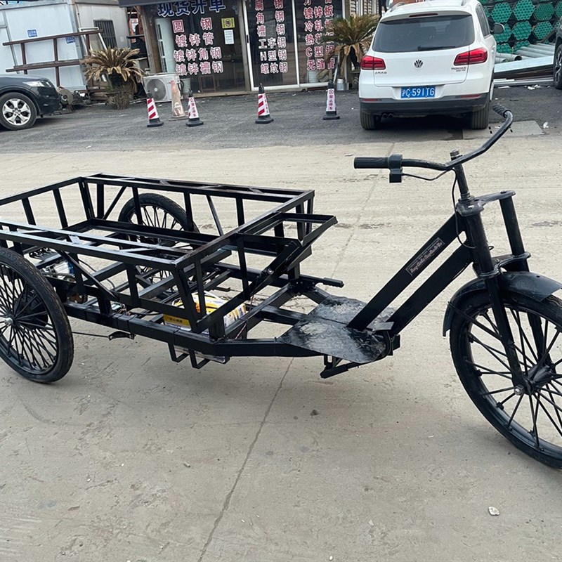 重型人力三轮车改电动加粗后轮 脚蹬鼓煞26寸载货三轮车