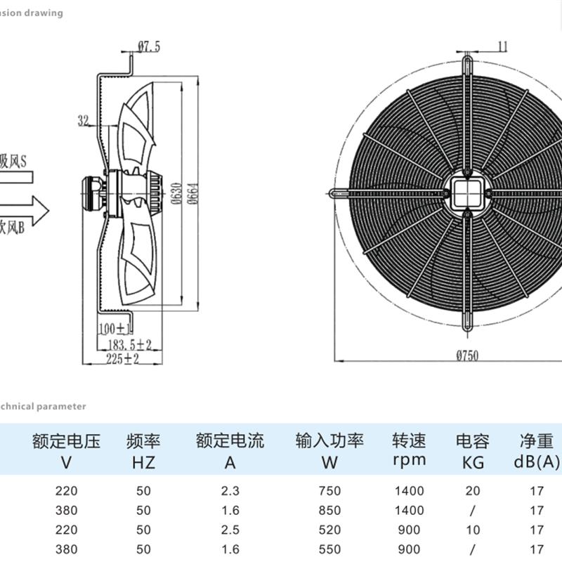 长风产外转子轴流式风机CF4T/S-630S/B制冷,压缩机,散热器行业用