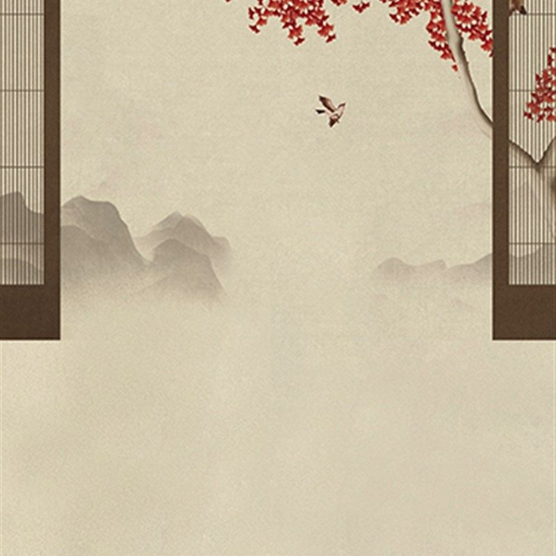 新款影楼中国风拍照背景布 婚纱工笔画摄影背景纸 复古民国全家福