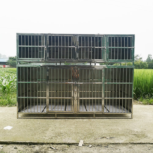 不锈钢折叠狗笼子大型犬带厕所多层多门子母笼宠物店寄养笼繁殖笼