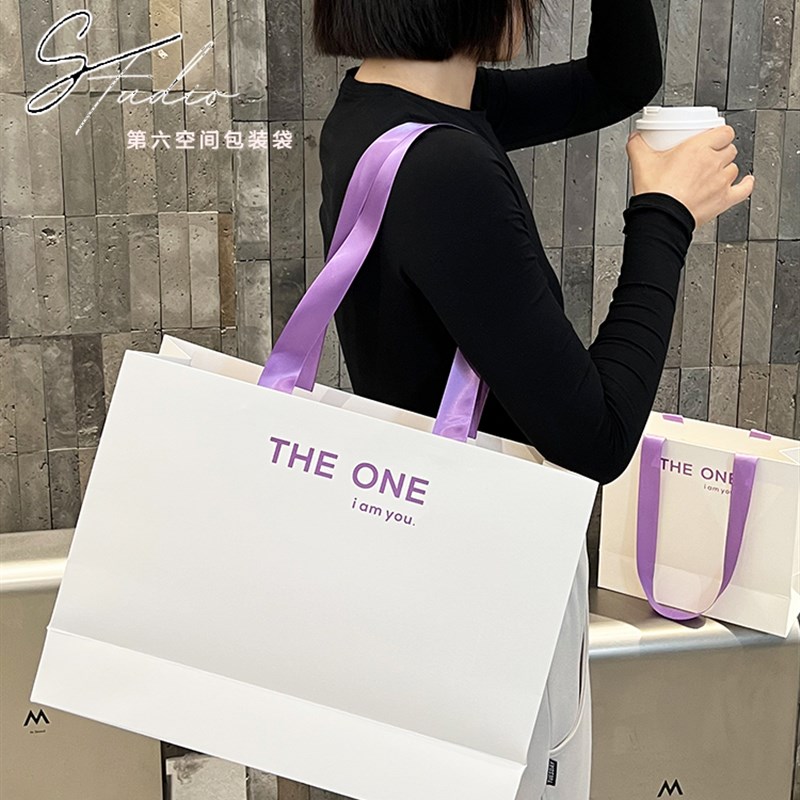 服装店手提纸袋子结实装衣服专用女装购物袋高档白色礼品袋定制