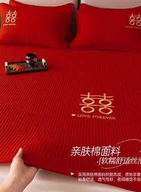 婚庆水洗棉夹棉床垫软垫大红色家用卧室榻榻米垫子结婚垫被床褥子