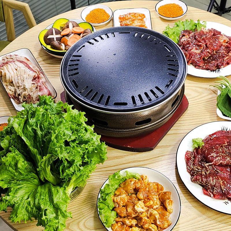 韩式碳烤炉韩国烧烤炉炭火烤肉炉家用烤盘商用圆形烤肉机煎肉锅