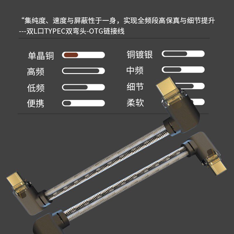 扬仕 双USB-C OTG插头HIFI双屏蔽解码音频信号升级线小尾巴链接线