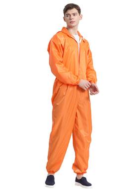 橙色无尘服连体防静电工作服车间净化服橘色静电衣分体厂商无尘衣