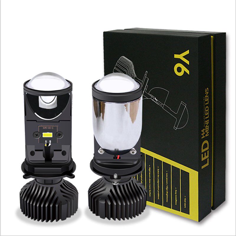 Y6D自带双光透镜迷你H4远近一体超亮汽车LED大灯泡强光摩托车鱼眼