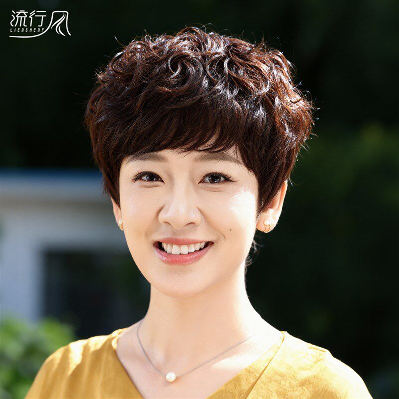 假发全头套女真人发丝短发2025热卖妈妈款卷发套真发日常自然减龄