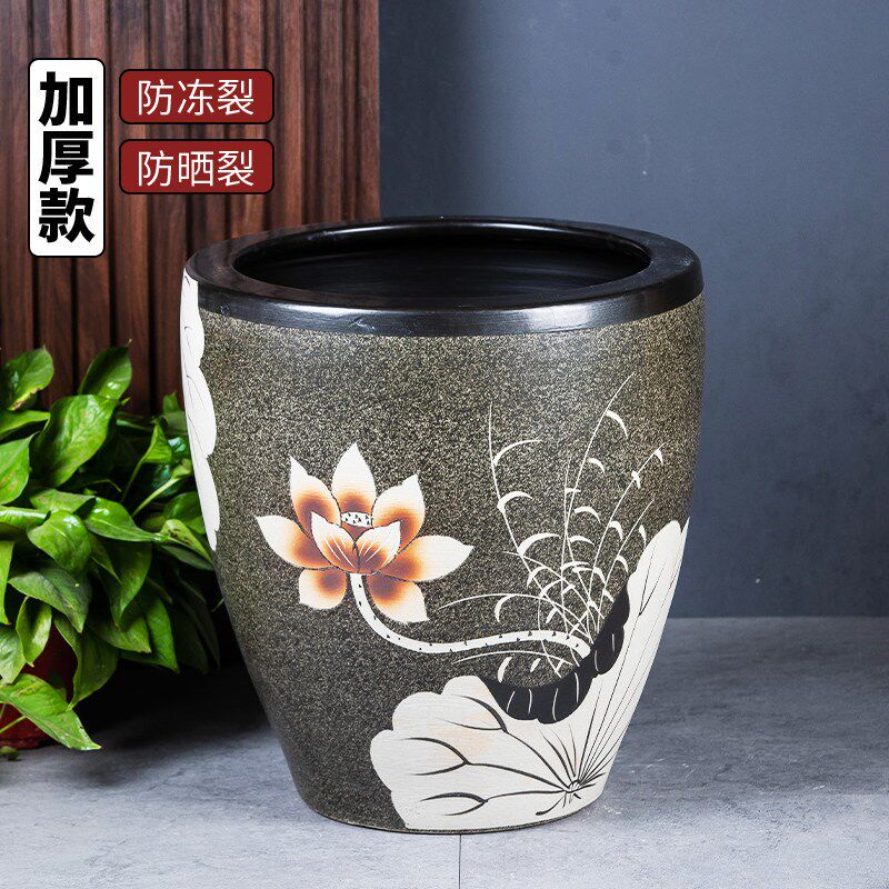 加高陶瓷大缸古法养鱼缸客厅阳台金鱼缸庭院种树养花家用老式水缸