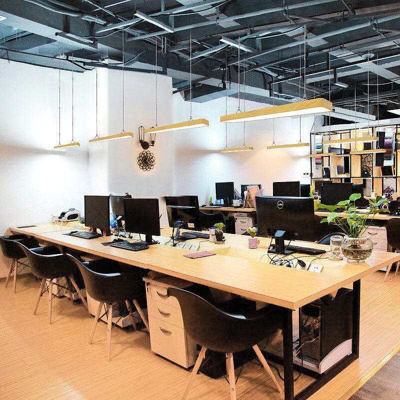 木纹办公室吊灯led长条灯吸顶用条形长方形教室现代简约超亮灯具