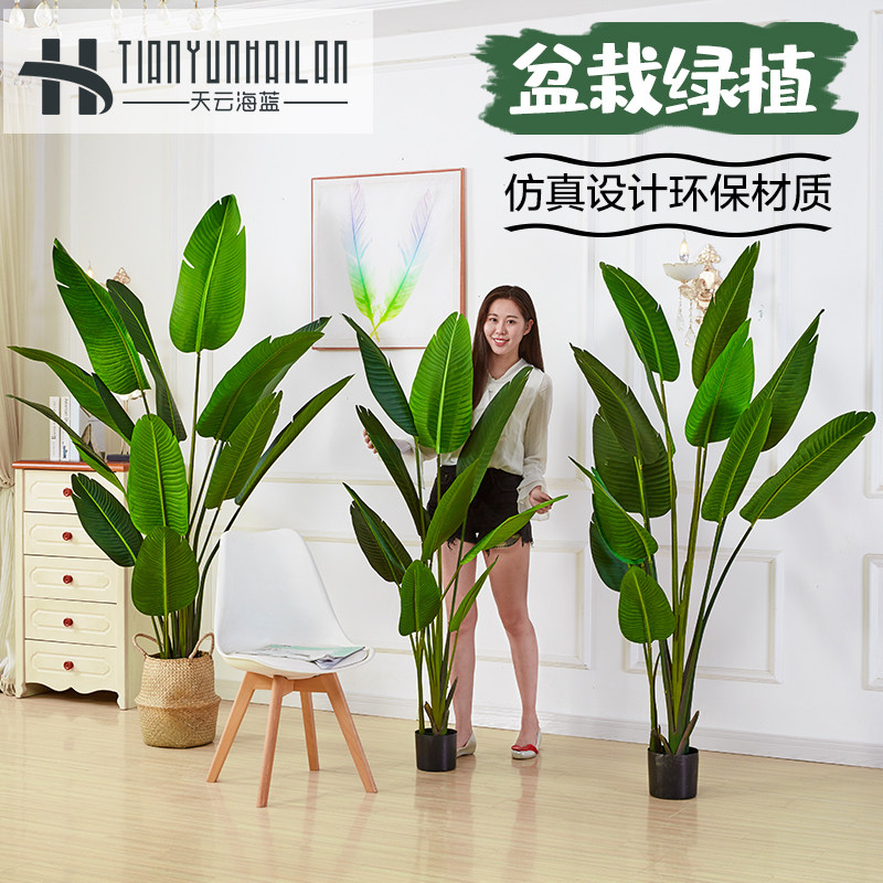 北欧大型绿色仿真植物落地旅人蕉装饰树假盆栽室内绿植摆件散尾葵