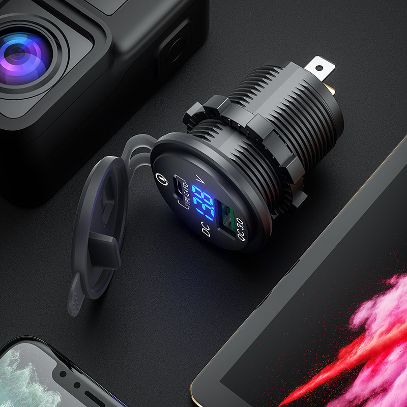 改装车载充电器usb车充QC3.0+PD手机超快充智能汽车摩托车通用型