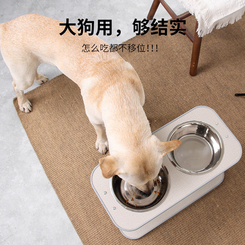 支架狗碗中大型犬护颈架子碗大狗饭盆水碗不锈钢金毛阿拉高狗餐桌