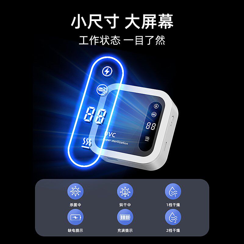 HUIYE便携式牙刷消毒器杀菌烘干仓置物架一人牙刷头保护套收纳盒