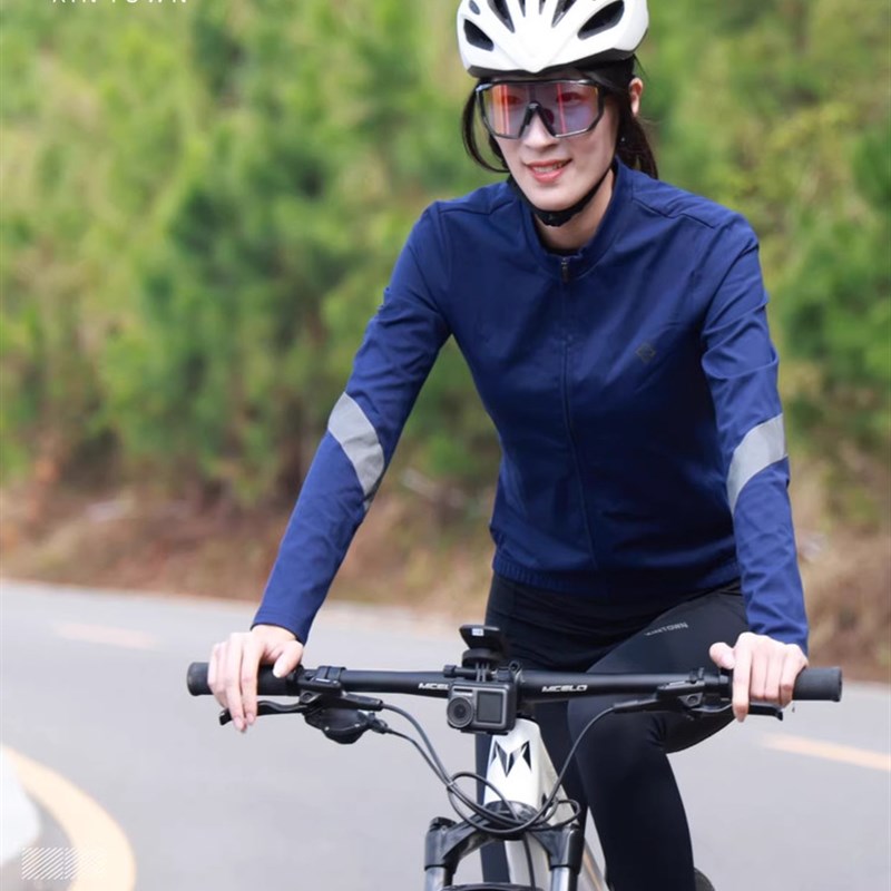 秋冬抓绒骑行服套装女自行车骑行裤冬季骑行装备衣服长套保暖抗寒
