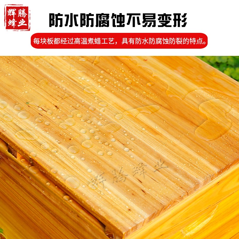 蜜蜂蜂箱标准十框烘干杉木煮蜡蜂箱七框中蜂蜂箱平箱全套养蜂工具
