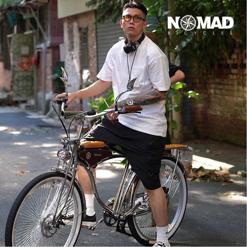 NOMAD自行车拿诺复古单车电镀沙滩城市通勤双碟刹减震骑行双边包