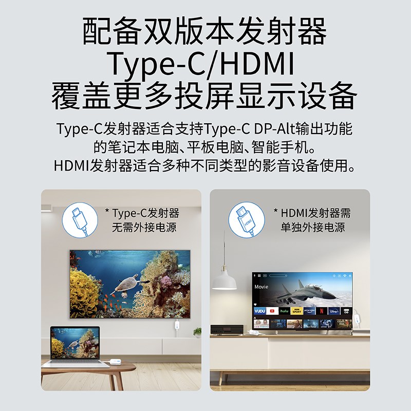 EZCast2024新款无线投屏器hdmi传输器点对点无线发射器和接收器2T