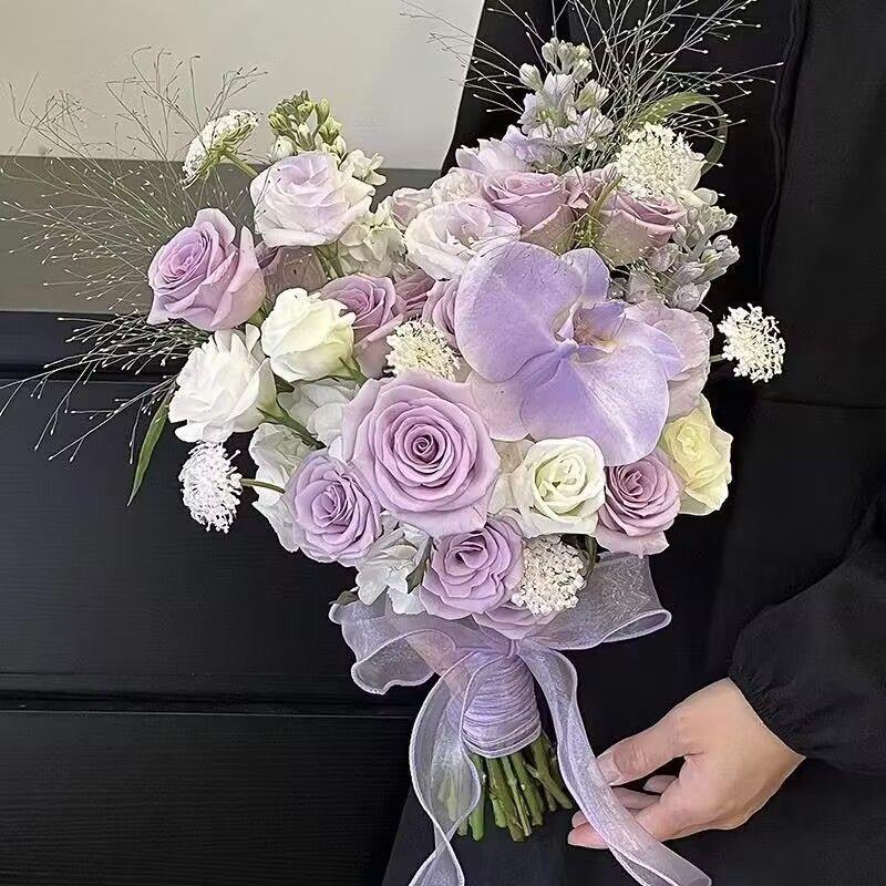新婚领证手捧花新娘结婚高级感仿真干花球婚纱照婚礼手捧永生花