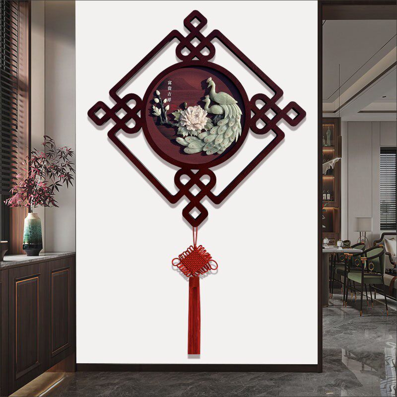 中国结挂件客厅大号福字挂饰墙上装饰品高档挂画玉雕画玄关装饰画