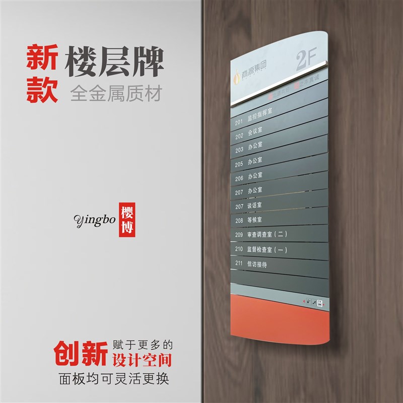 新款铝合金可更换楼层牌指示牌楼层索引牌指引牌出入大厅去向牌定