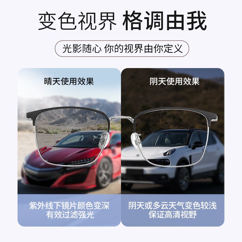 男士高端变色眼镜男式自动感光日夜两用抗疲劳防蓝光防辐射太阳镜