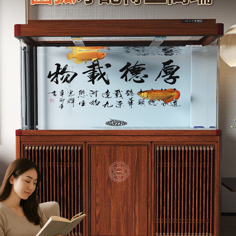 圆弧转角缸客厅2025新款宋氏美学带柜子一体底滤免换水鱼缸玻璃缸