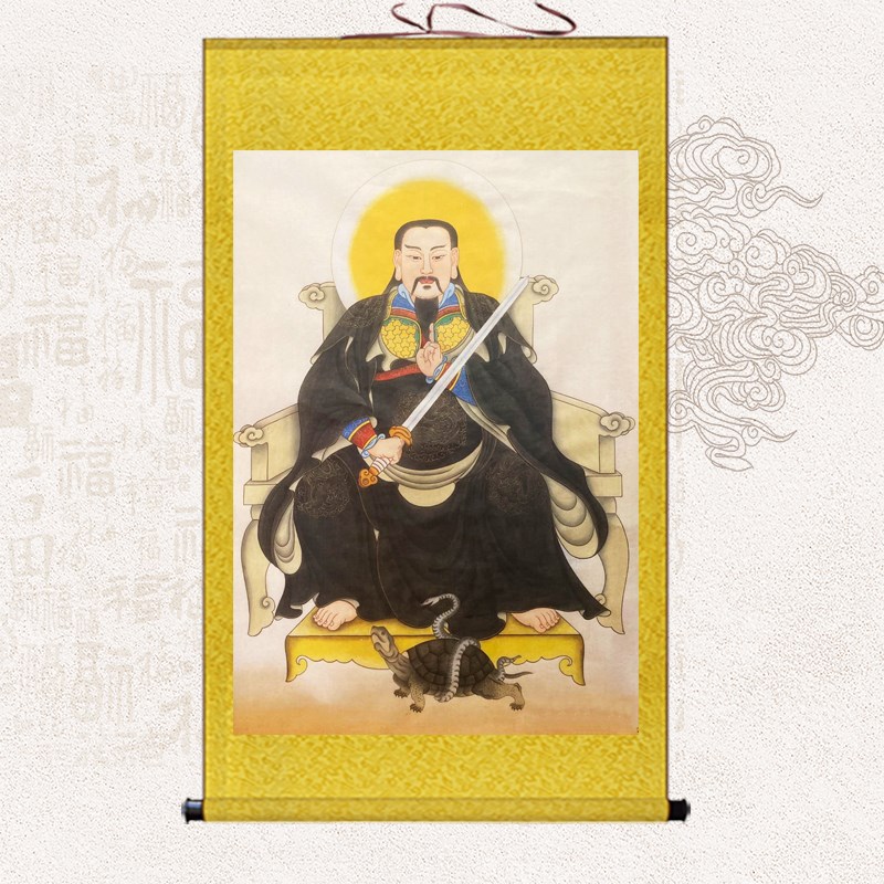 新真武皇帝像挂画,皇帝天像,入口镇屋画,客厅,书房,绢卷画