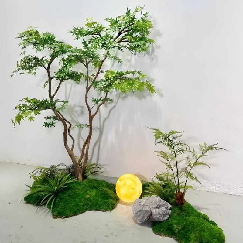 仿真绿枫树鸡爪槭景观山水盆景假树落地摆件茶室室内绿植造景装饰
