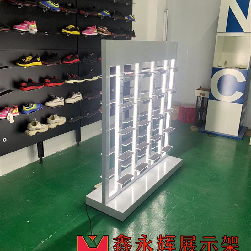 鞋店鞋架鞋子货架运动鞋中岛架发光展示架铁艺落地放中间的鞋展架