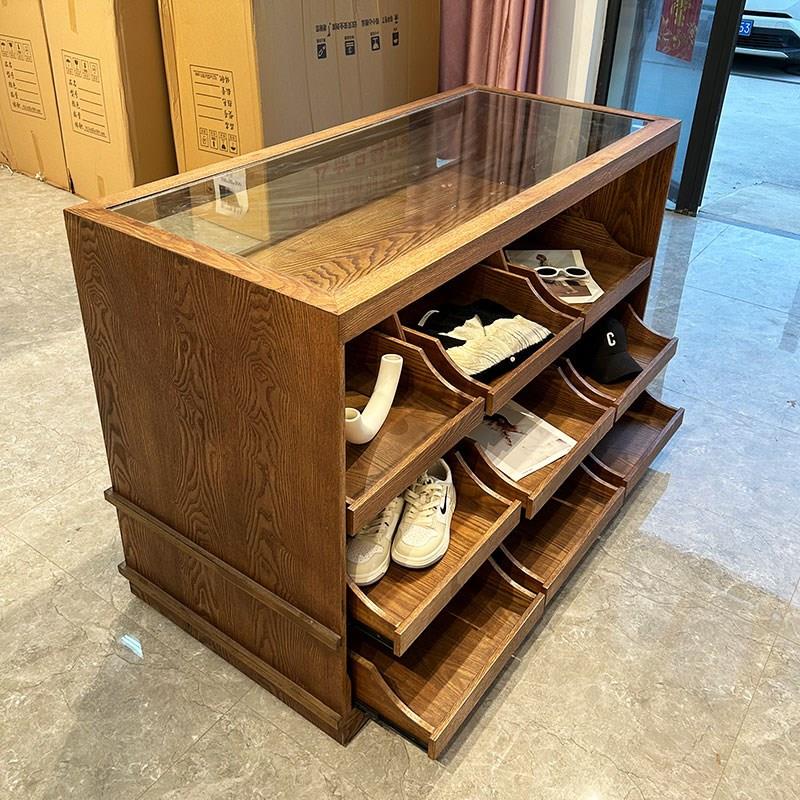 黑色烤漆服装店中岛台鞋子饰品玻璃展示柜女装店流水台展示台整装