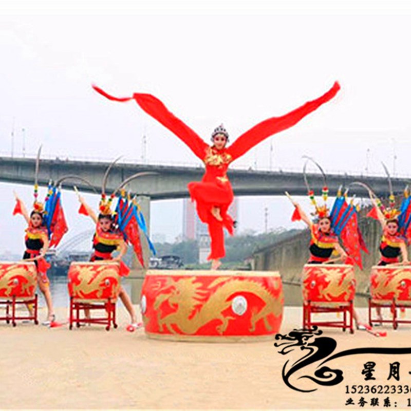 头层牛皮大鼓中国红鼓龙战鼓平放鼓演出鼓上跳舞鼓威风锣鼓堂鼓