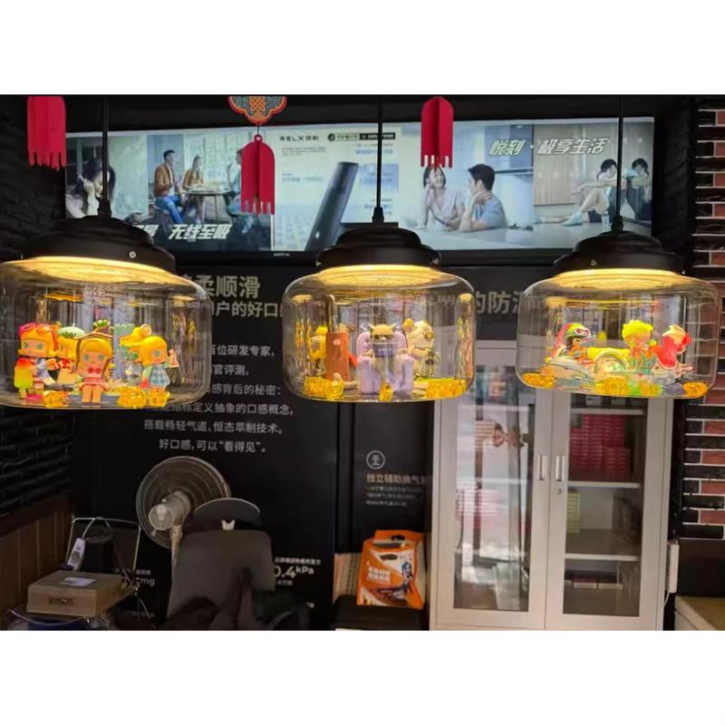 餐厅灯玻璃吊灯三头组合简约个性餐桌饭厅灯动物DIY灯具中山灯具