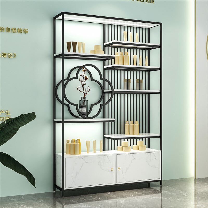 轻奢化妆品展示柜带灯美容院护肤产品展示架简约美甲店陈列货架柜