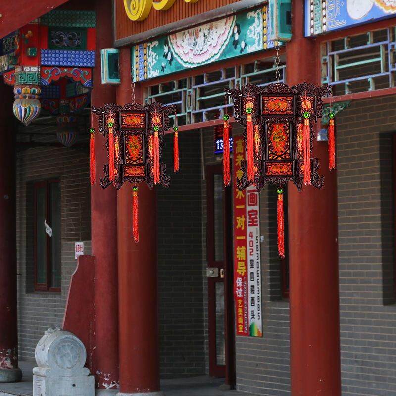 2026年新款中式六角龙灯LED发光旋转走煤油灯传统春节装饰塑料乔